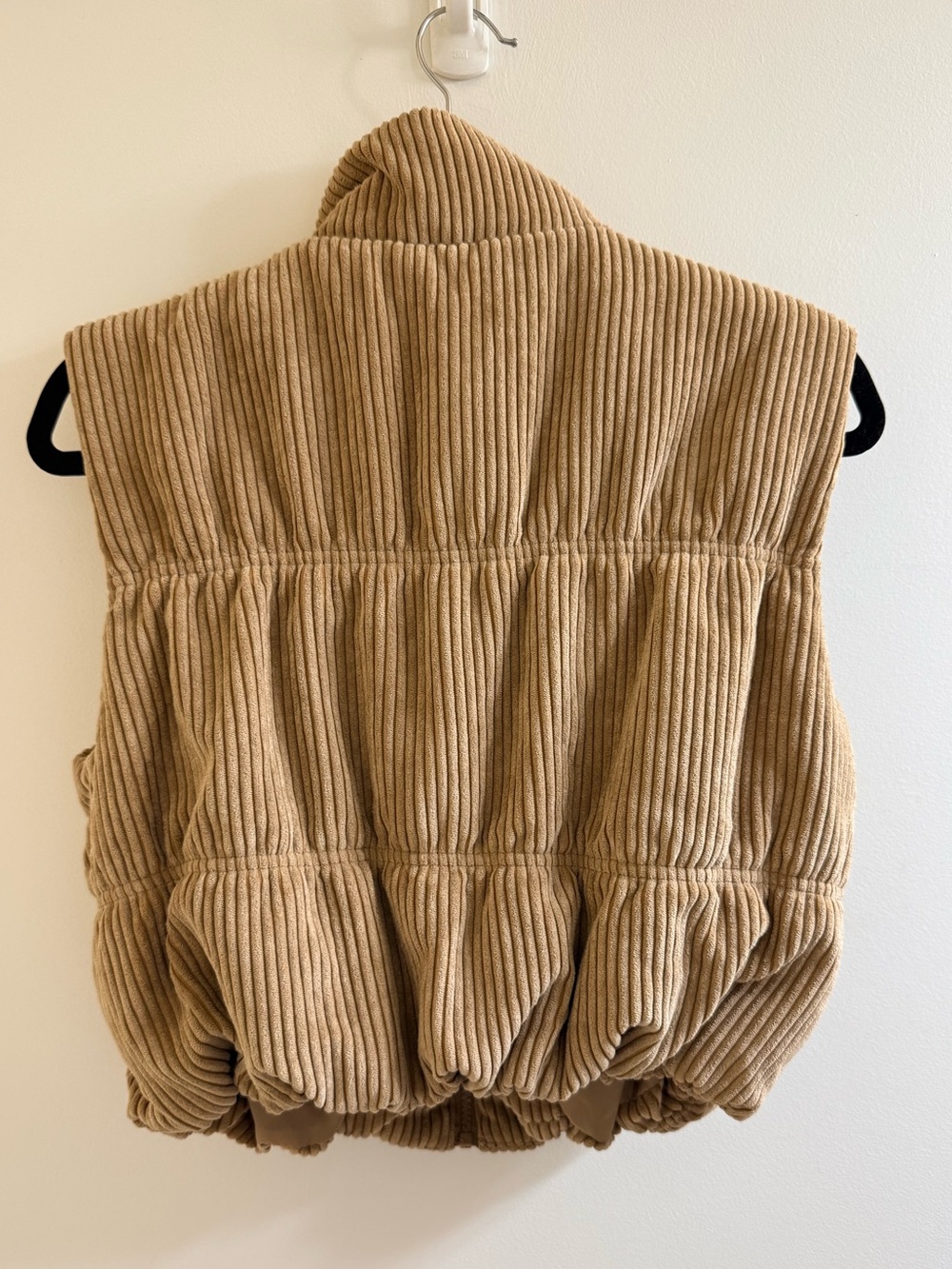 CALI 1850 Corduroy Cropped Puffer Vest Tan Beige Size M - Picture 4 of 11